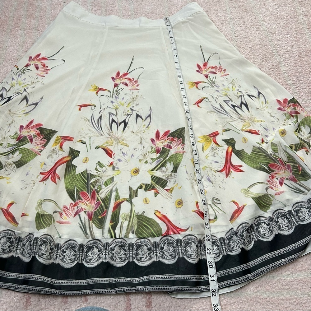 Soft Surroundings Cream Floral A-Line Skirt Spring Floral Lily Print Size Large - Picture 5 of 12